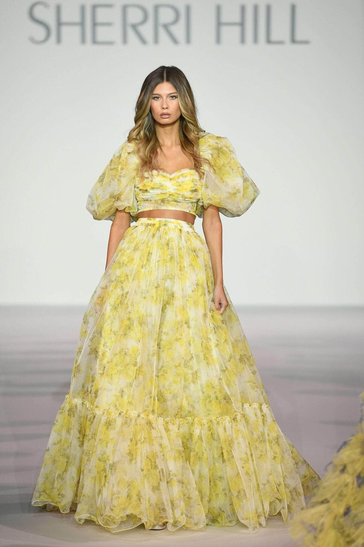 Sherri Hill 56378 - Puff Sleeve Floral Gown Special Occasion Dress