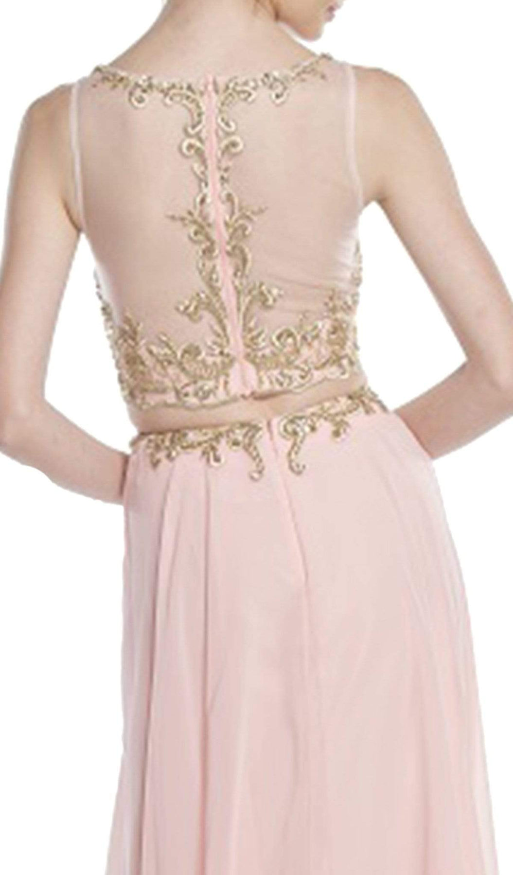 Sleeveless Sheer Bateau A-line Prom Dress Dress