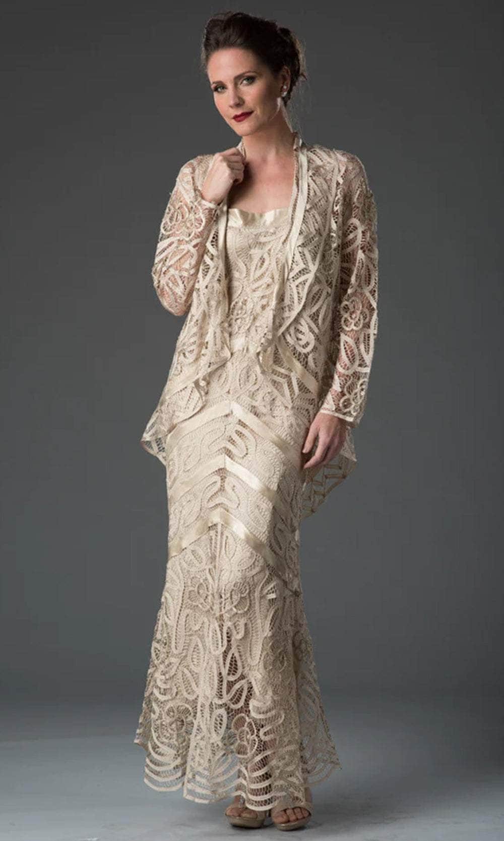 Soulmates D7069 - Embroidered Scoop Neck Dress with Jacket ADASA Soulmates D7069 - Embroidered Scoop Neck Dress with Jacket ADASA