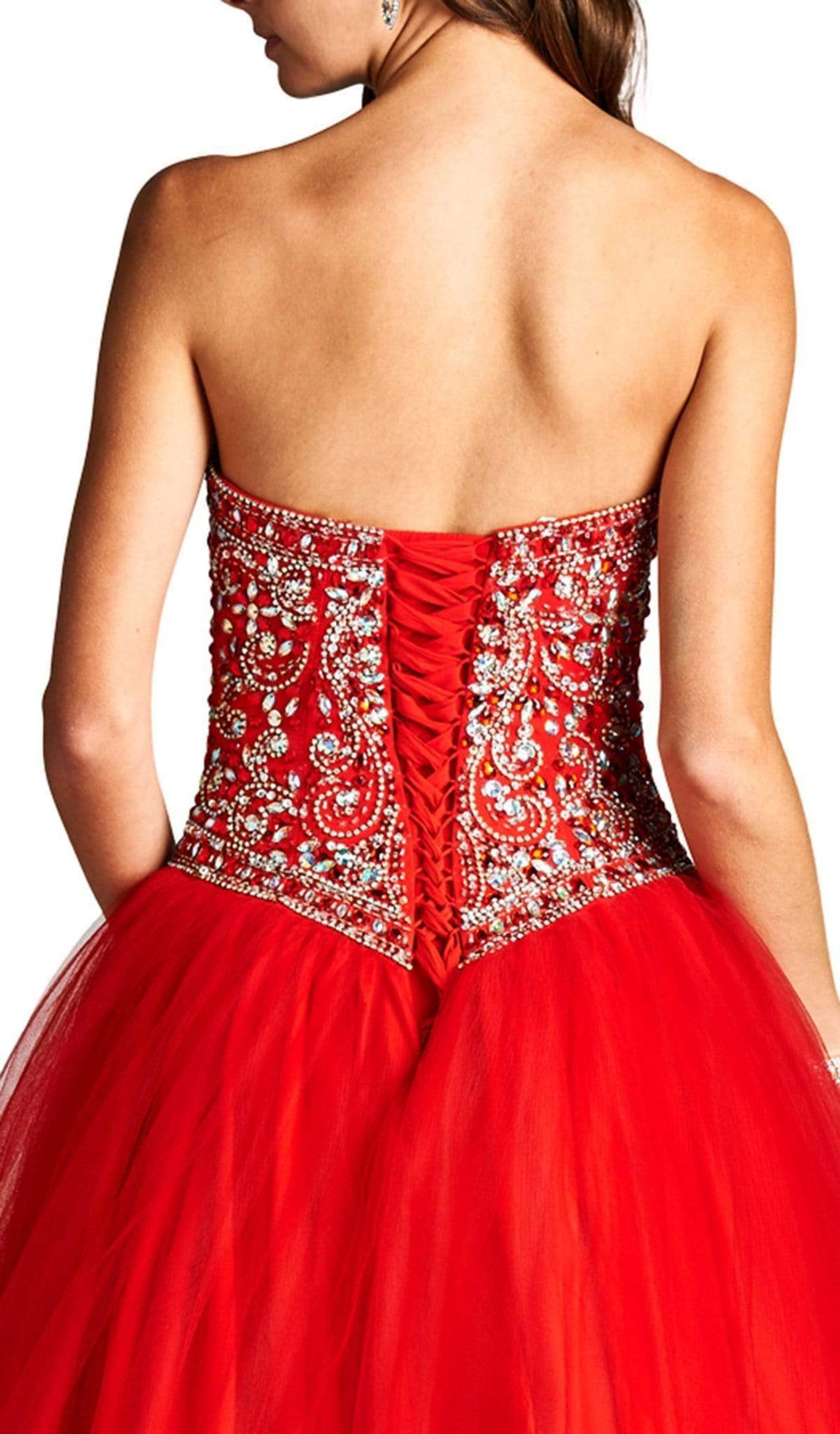 Strapless Bejeweled Sweetheart Evening Ballgown Dress