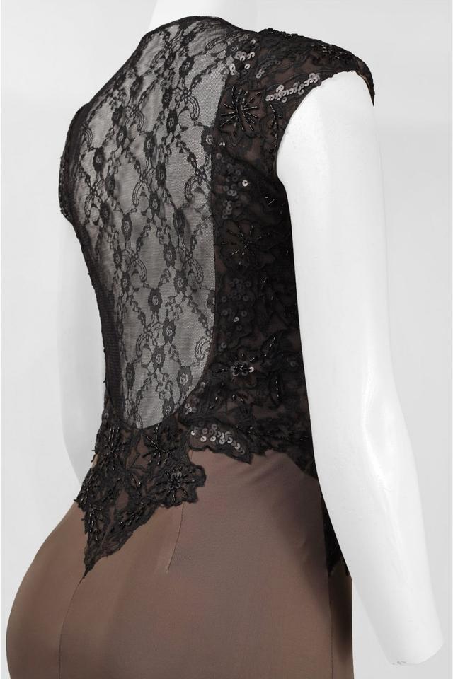 Sue Wong - Sequined Jewel Neck Jersey Dress N5430 in Black and Brown