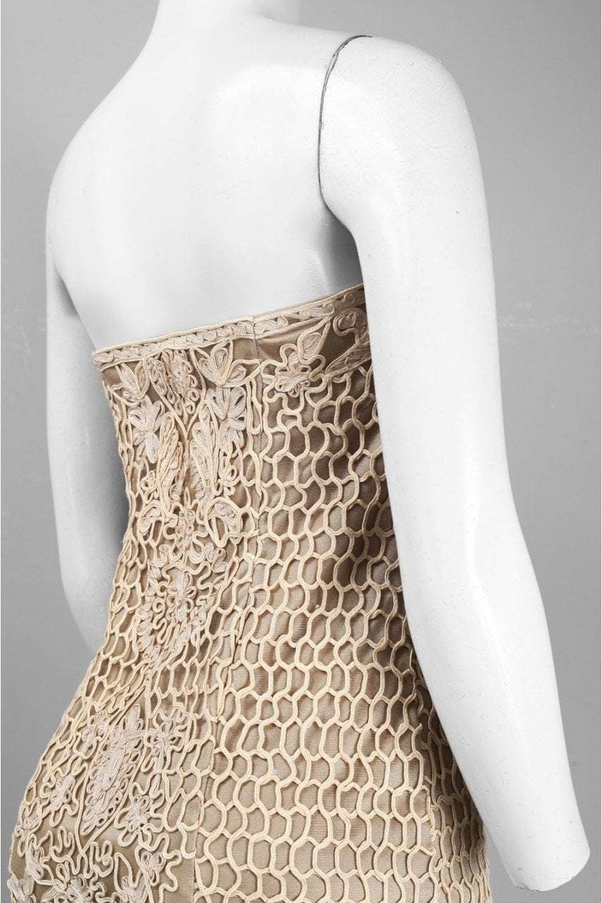 Sue Wong - C3307 Strapless Embroidered Cocktail Dress in Neutral