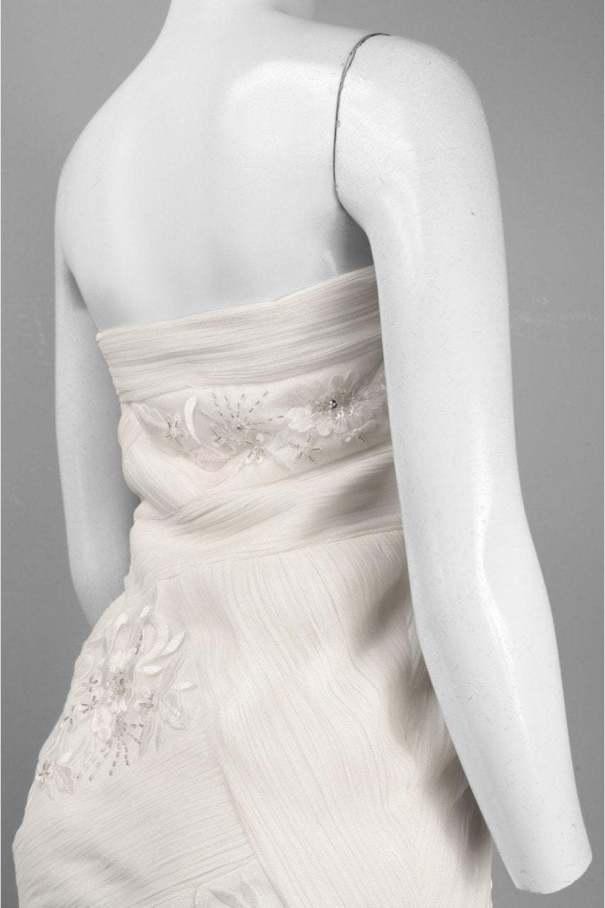 Sue Wong - N3206 Strapless Straight Neck Fitted Dress in White