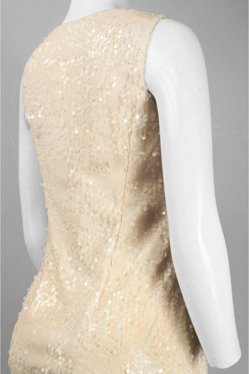 Sue Wong - N3211 Sleeveless Jewel Illusion Sequined Sheath Dress in Neutral