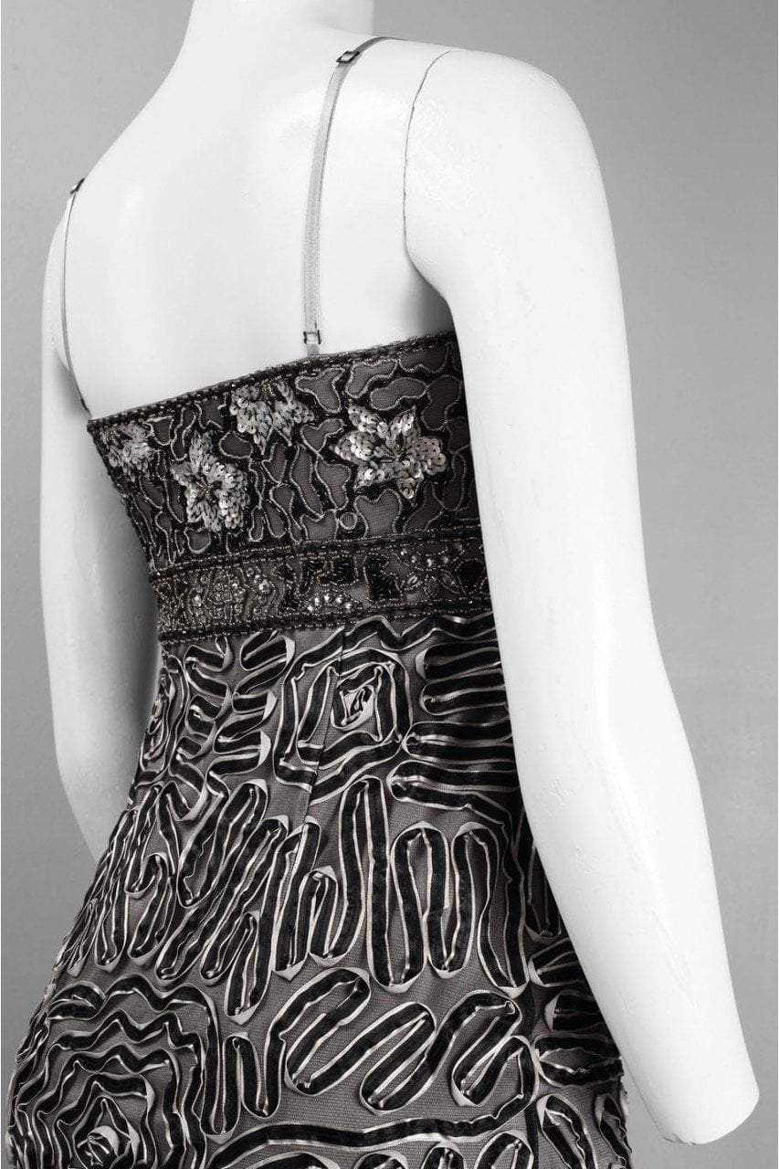 Sue Wong - N4333 Spaghetti Strap Beaded Sheath Cocktail Dress in Black and Silver