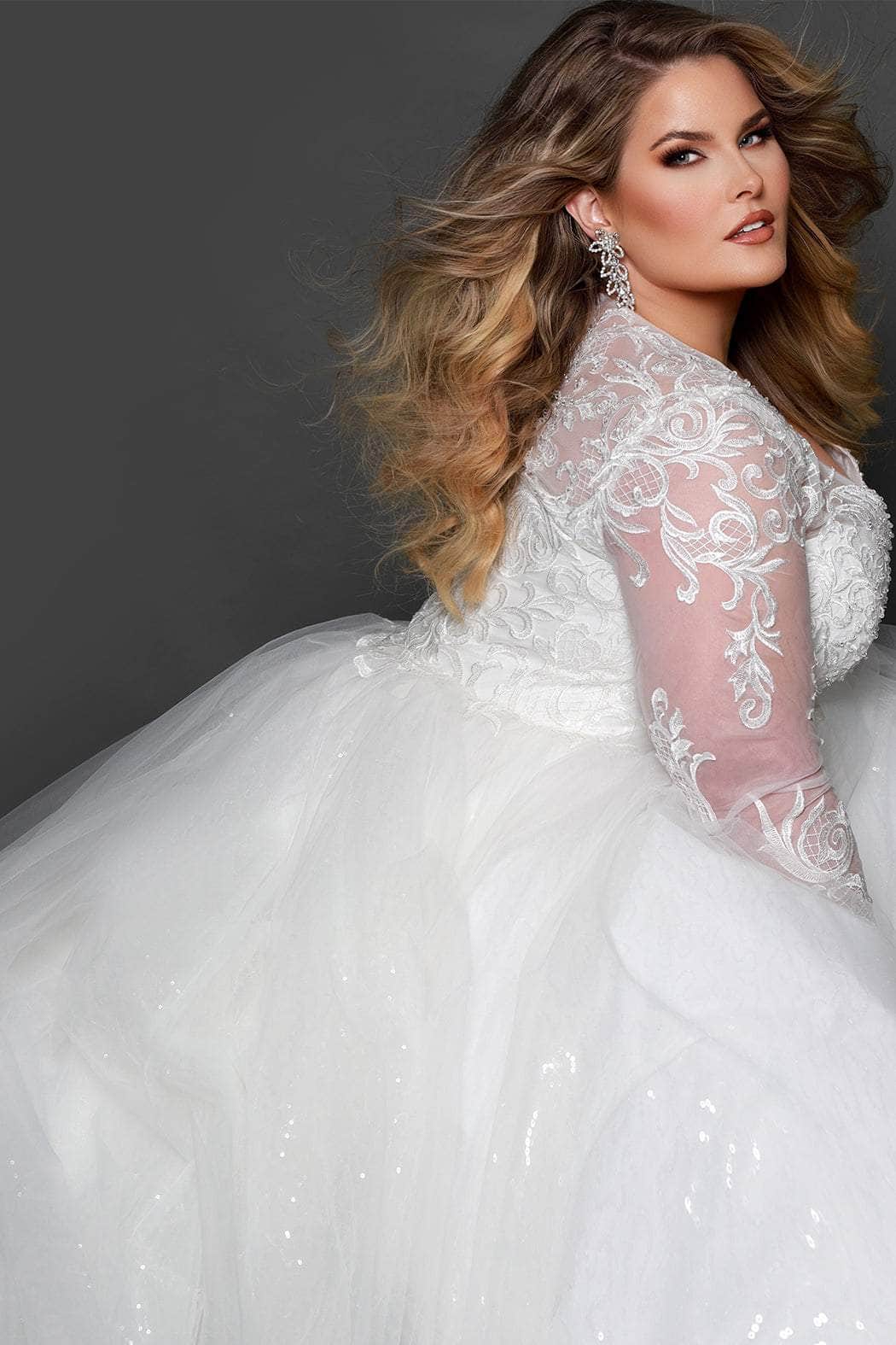 long sleeve wedding dress sydney Sydney's Closet Bridal SC5292 - Long Soft Bridal Tulle, Sparkle Tulle, Lace  Appliques, Net, Beading A-Line Dress
