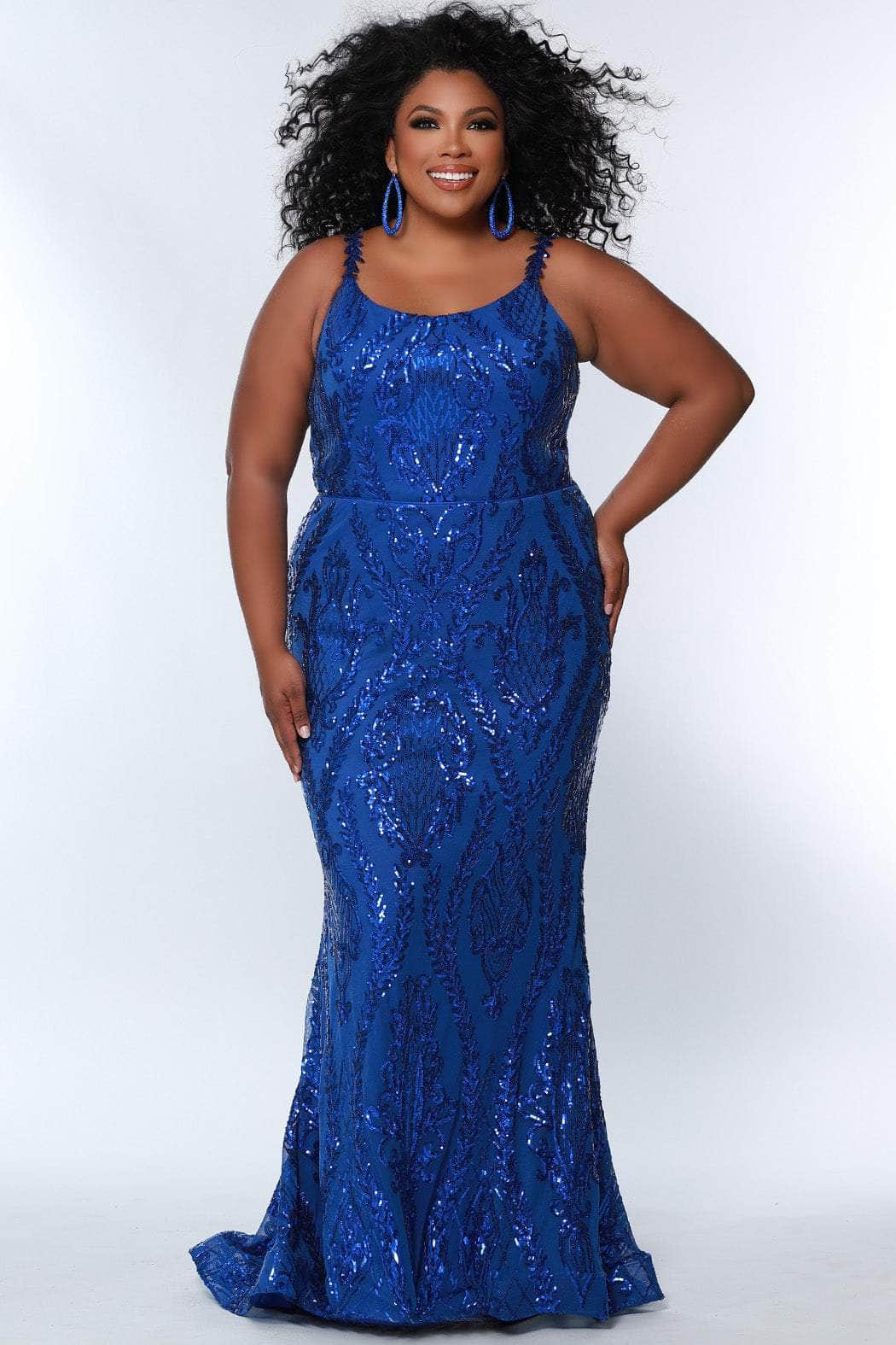 Sydney's Closet SC7332 - Sequined Scoop Formal Gown Sydney's Closet SC7332 - Sequined Scoop Formal Gown