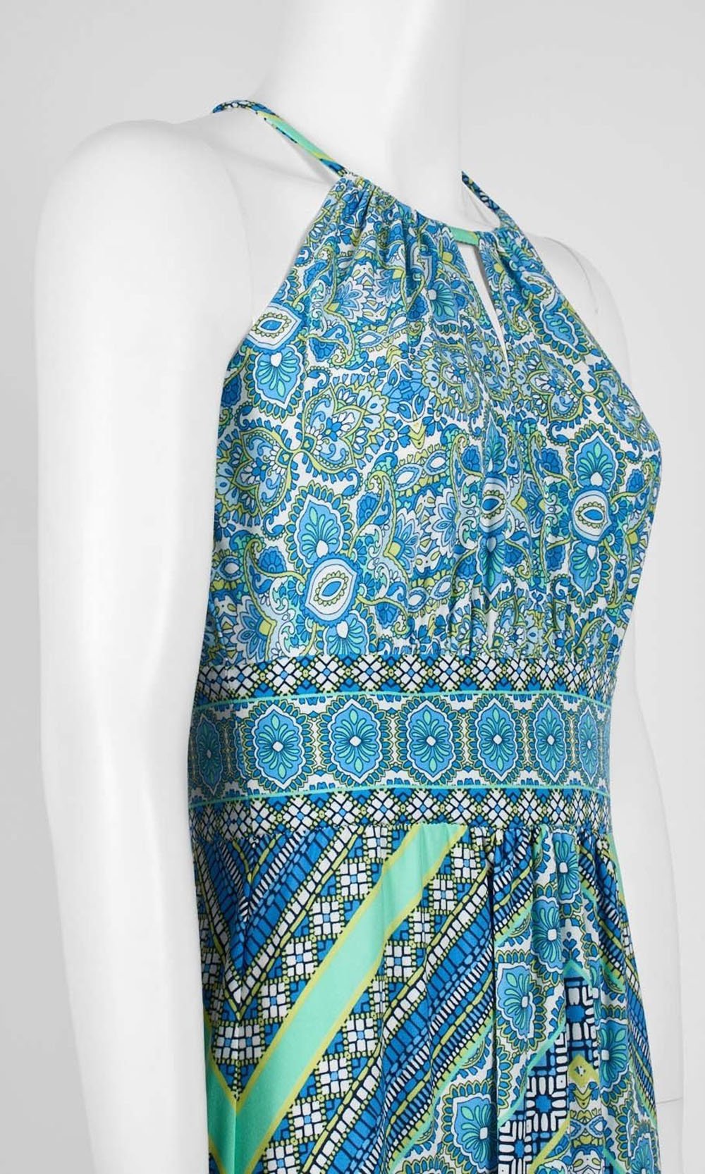 London Times - T3442M Paisley Print Halter Long Jersey Dress In Print