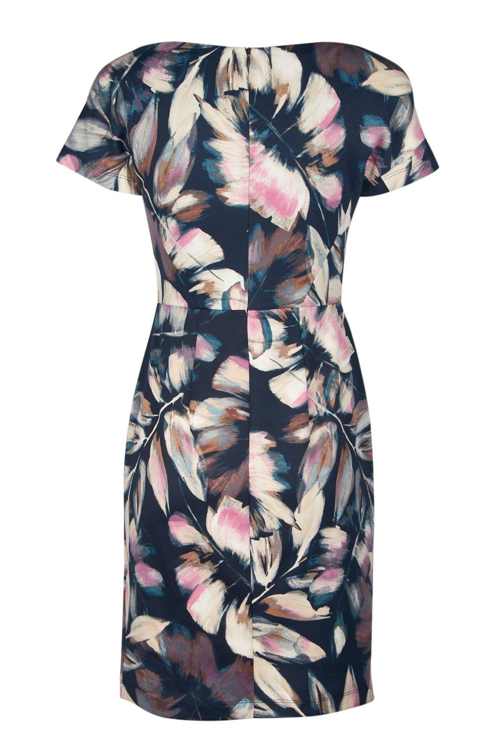London Times - T3534M Floral Print Bateau Sheath Dress In Blue and Pink