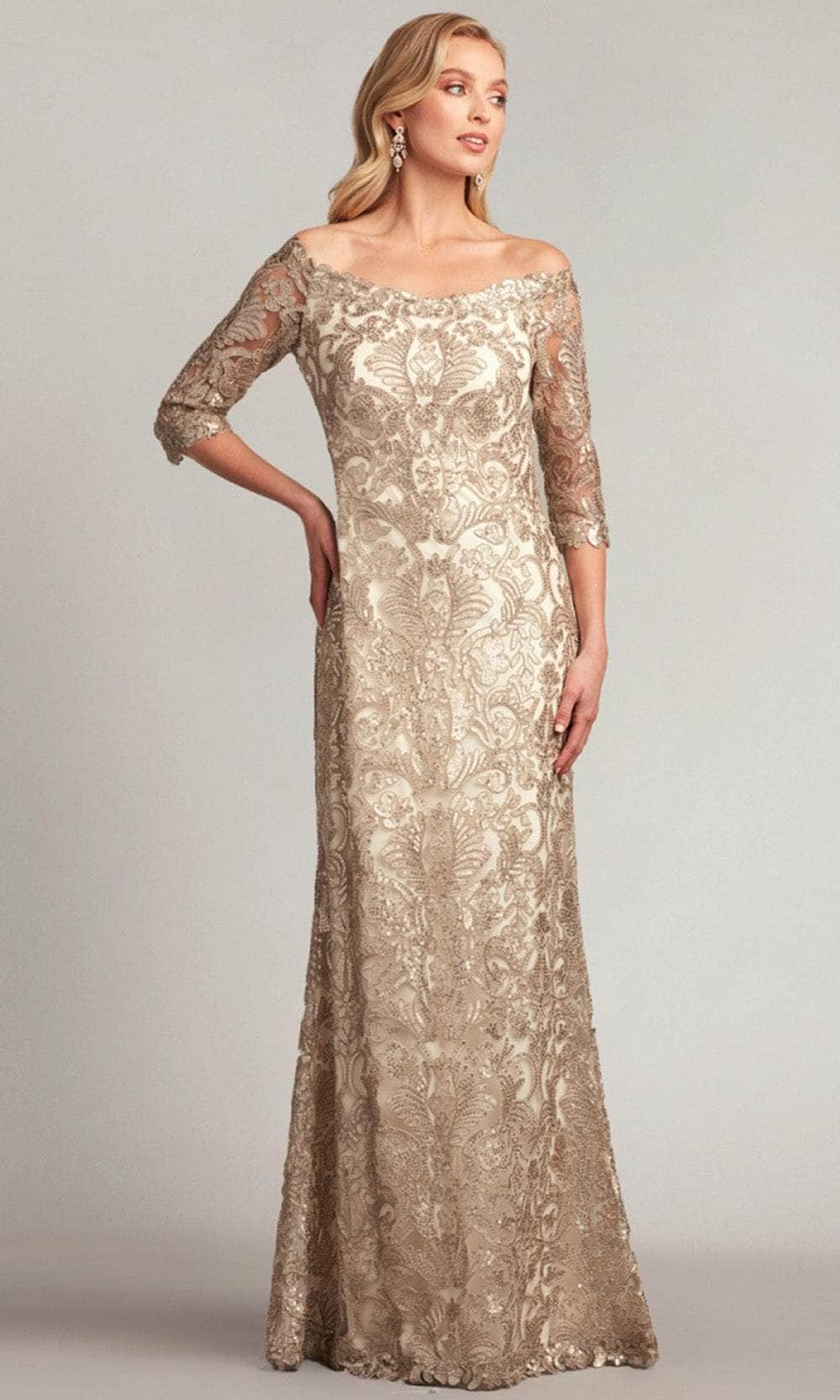 Tadashi Shoji ATV18236L - Off Shoulder Sequin Lace Formal Gown Evening Dresses