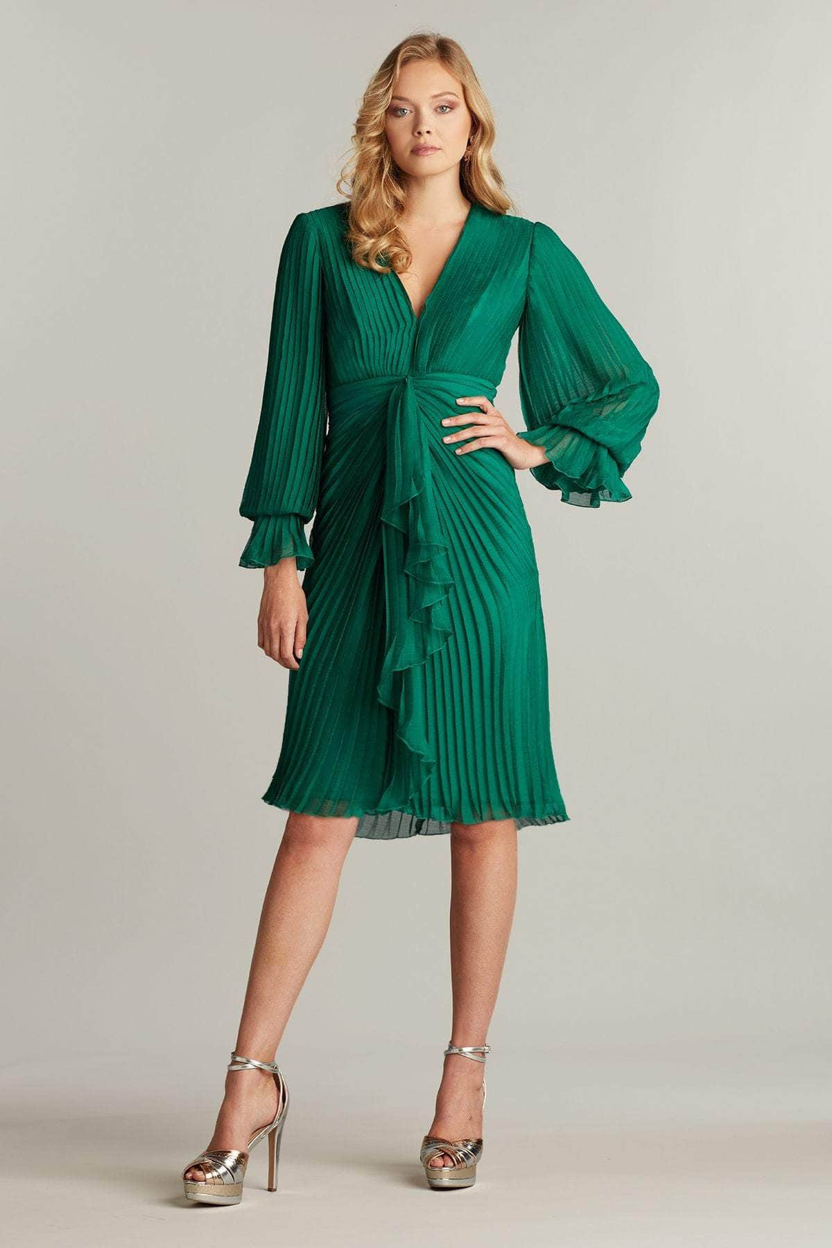 tadashi green dress Tadashi Shoji Women's Cleta Foliage Print Cascading Ruffle Gown - Green - Size 10