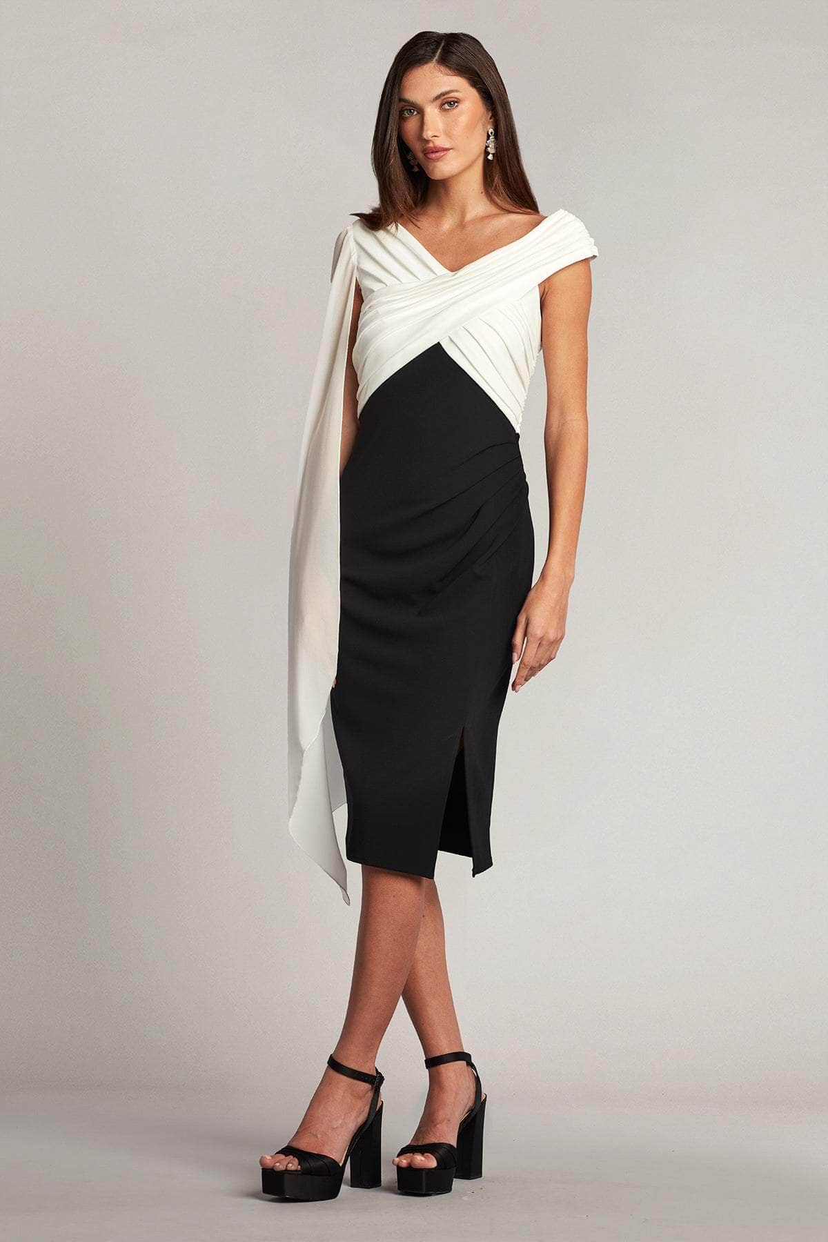 Tadashi Shoji BOS22026MX - Pleated Crisscross Bodice Knee-Length Dress Special Occasion Dress