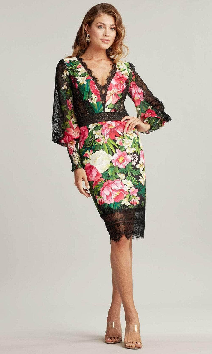 Tadashi Shoji - Bishop Sleeve Floral Cocktail Dress BTD21070M Tadashi Shoji - Bishop Sleeve Floral Cocktail Dress BTD21070M