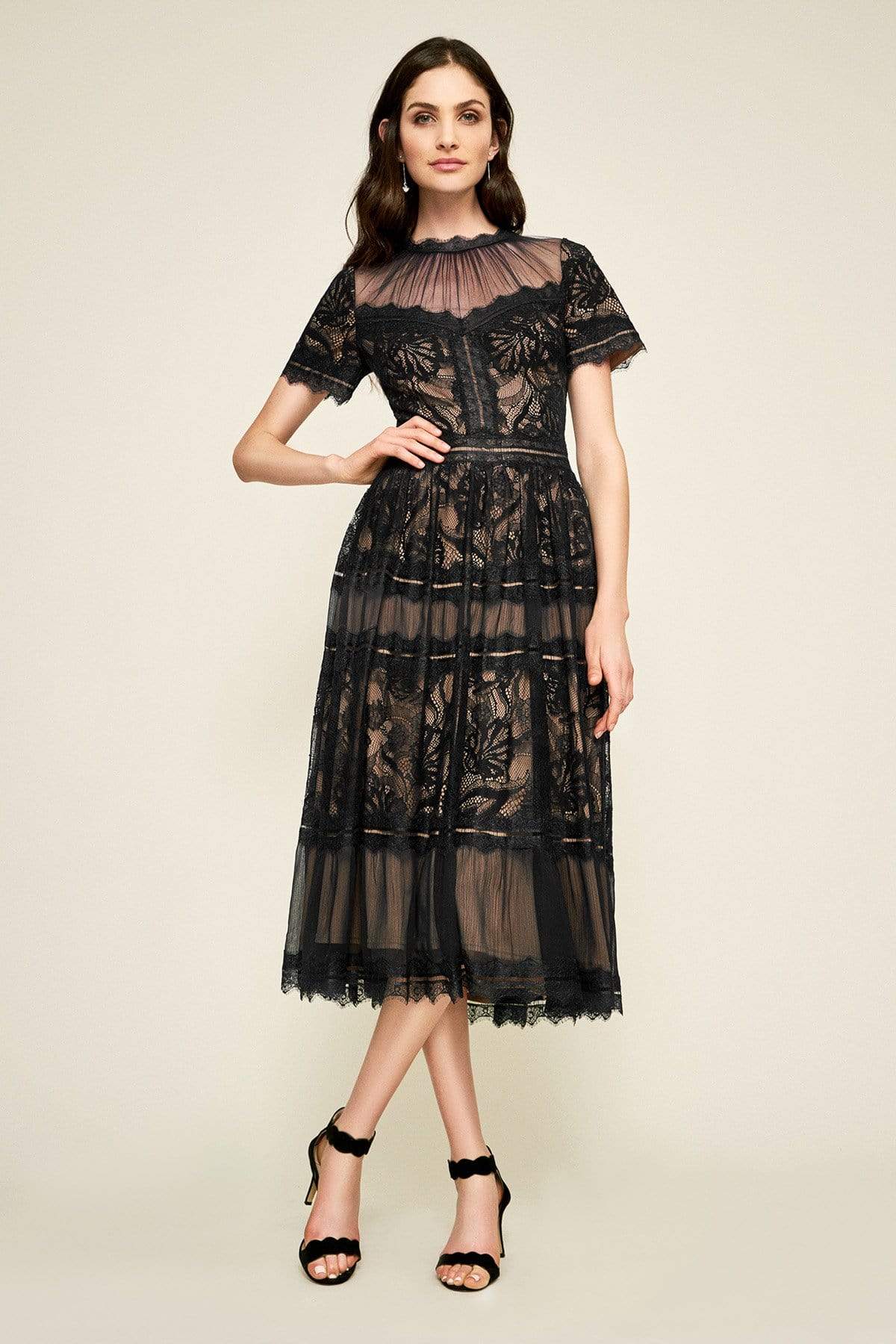 Tadashi Shoji AWI17173MD - Short Sleeve Lace Formal Dress Tadashi Shoji AWI17173MD - Short Sleeve Lace Formal Dress