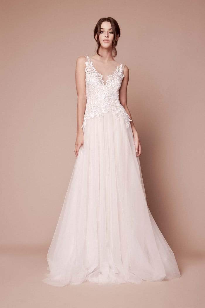 Tadashi Shoji - Jardine Lace Tulle Gown Wedding Dresses 0 / Ivory/Petal