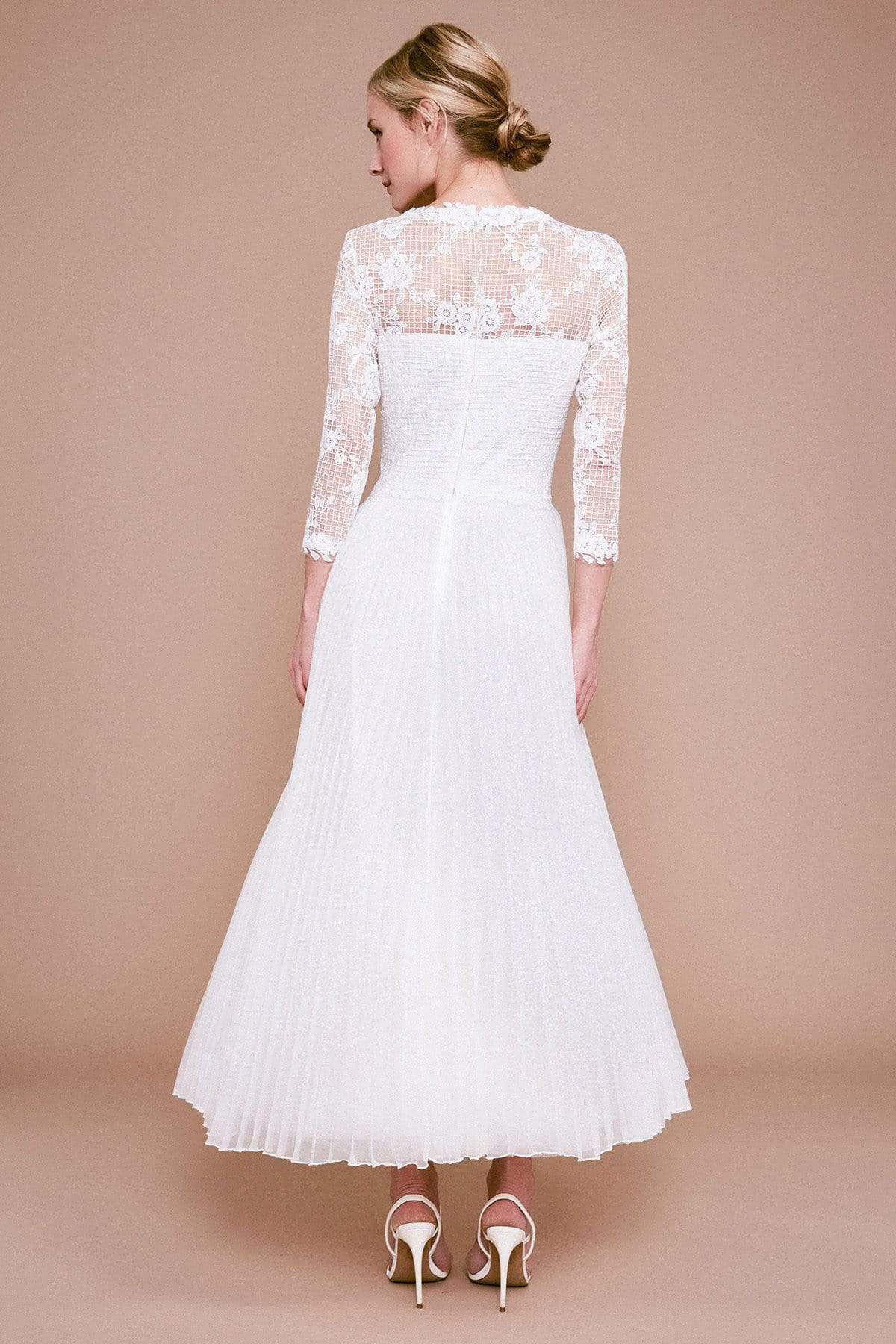 Tadashi Shoji - Keats Lace Tulle Tea-Length Dress Wedding Dresses