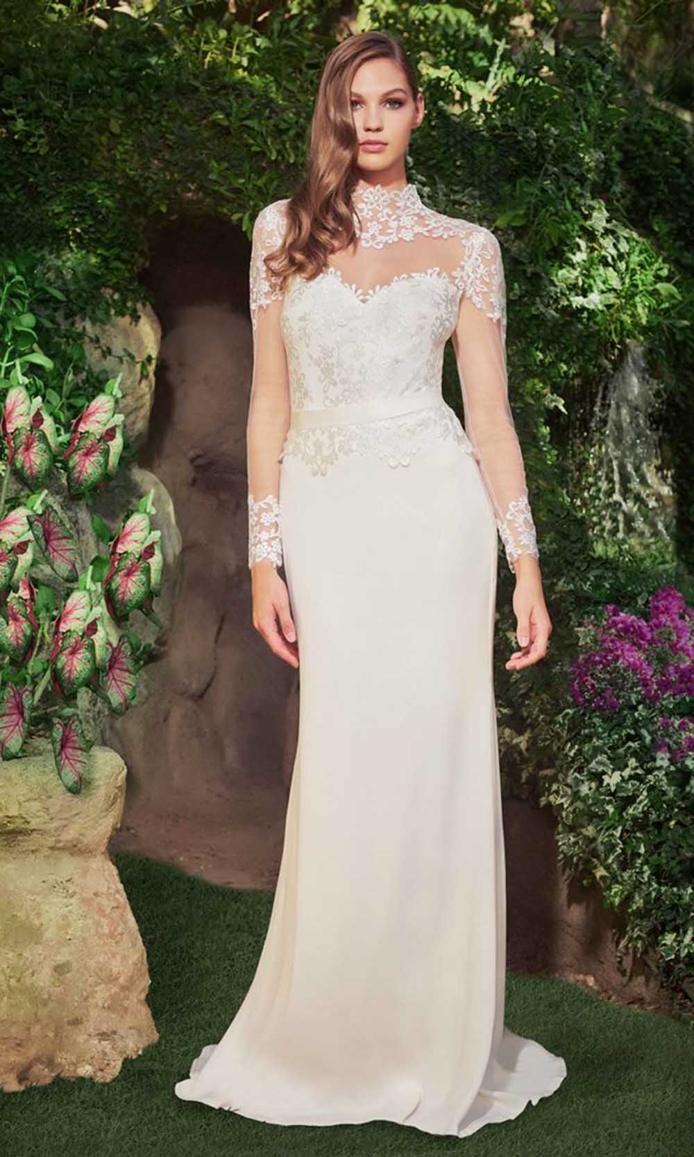 Tadashi Shoji - BQF20445LBR Embroidered Long Sleeve Bridal Dress Tadashi Shoji - BQF20445LBR Embroidered Long Sleeve Bridal Dress