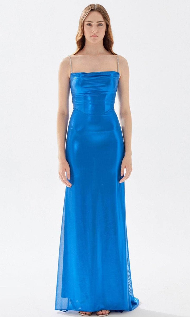 Tarik Ediz - Sheath Gown 52057 In Blue