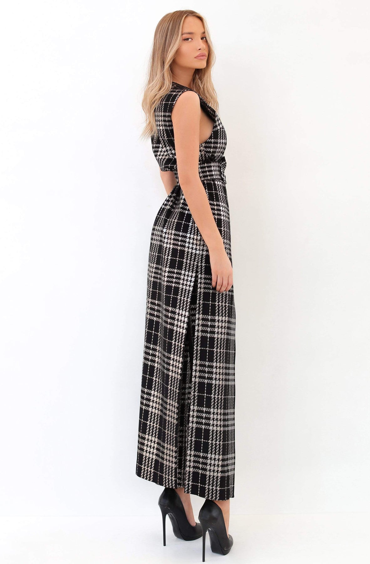 Tarik Ediz - 93803 Embellished Deep V-neck Jumpsuit Evening Dresses