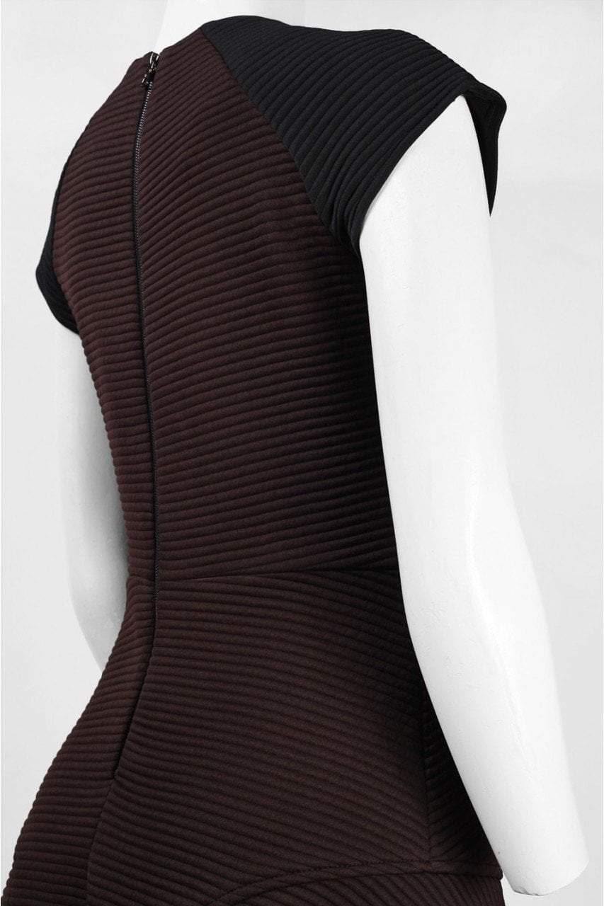 Taylor - Color Block Ribbed Dress 5808M in Brown and Black
