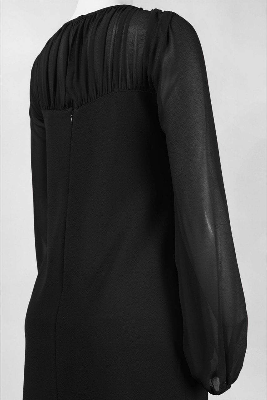 Taylor - Chiffon and Jersey Long Sleeve Dress 5915M in Black
