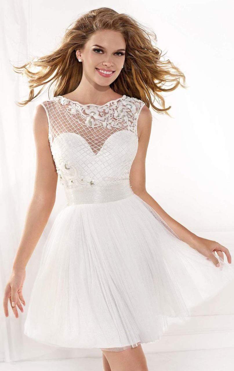 Tarik Ediz - Sleeveless Cocktail Dress 90358 in White