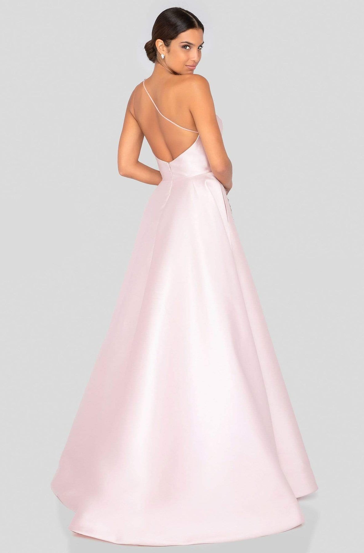 Terani Couture - 1912E9202 One Shoulder Dazzling Fern Accent Gown Evening Dresses
