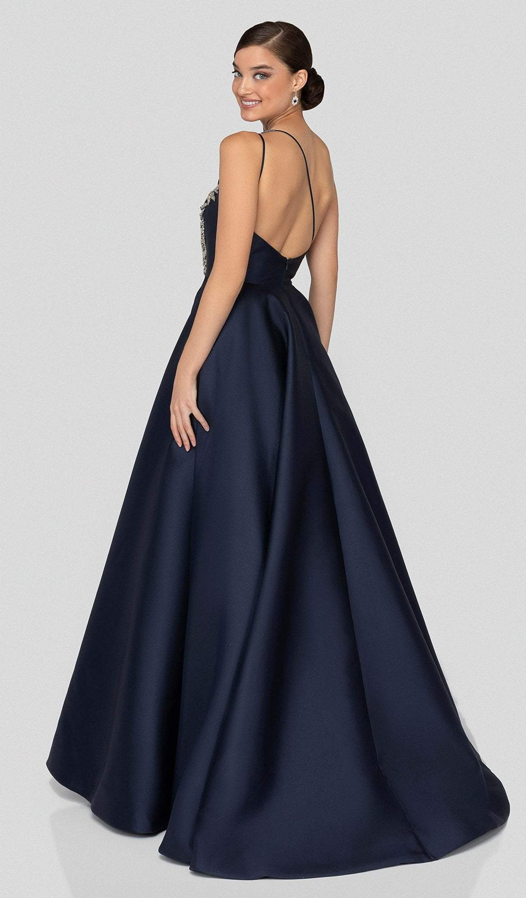 Terani Couture - 1912E9202 One Shoulder Dazzling Fern Accent Gown Evening Dresses