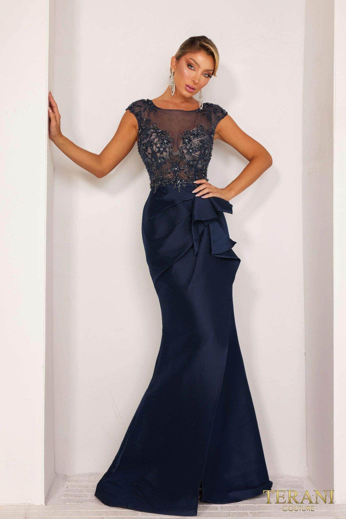 Terani Couture 232E1300 - Beaded Illusion Bateau Evening Dress Special Occasion Dress