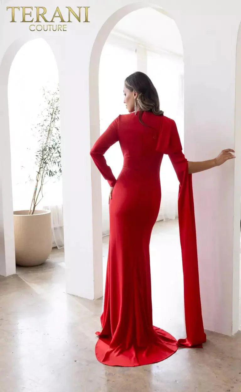 Terani Couture 241E2442 - Cape Sleeve Mermaid Evening Dress Special Occasion Dress