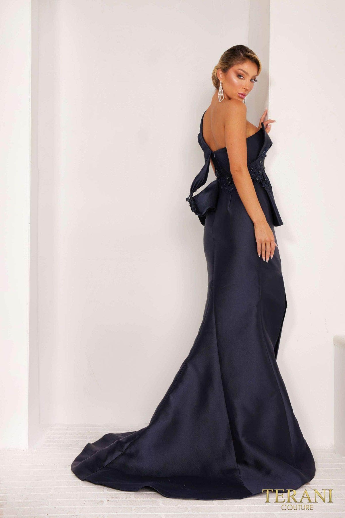 Terani Couture 241E2468 - Applique Draped Evening Dress Special Occasion Dress