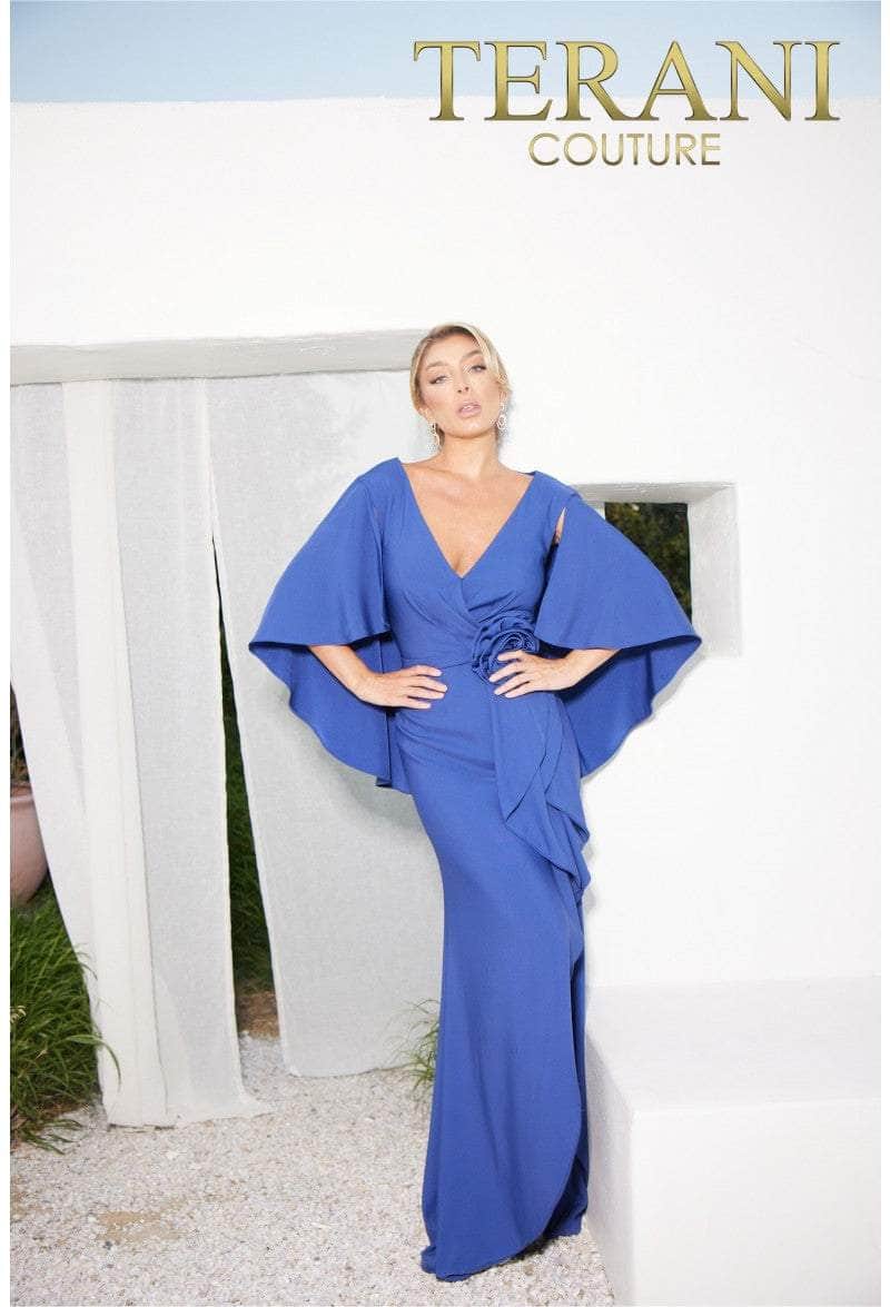 Terani Couture 241M2710 - Crepe Back Plunging Neck Dress Special Occasion Dress