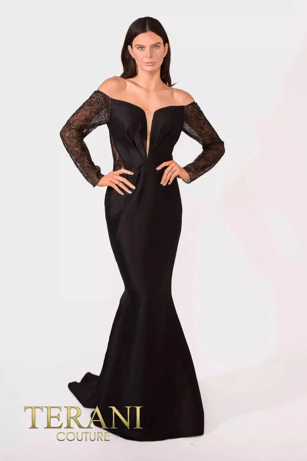Terani Couture 241M2734 Off Shoulder Trumpet Dress ADASA