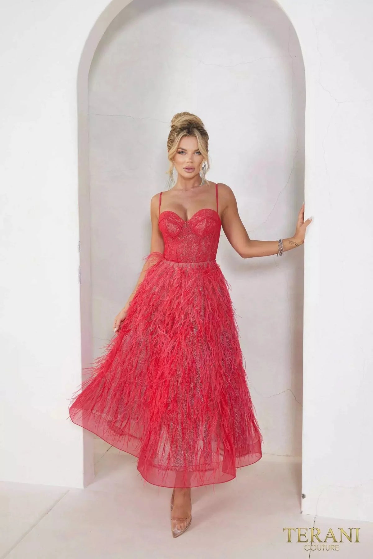 Terani Couture 241P2022 - Corset Tea-Length Prom Dress Special Occasion Dress