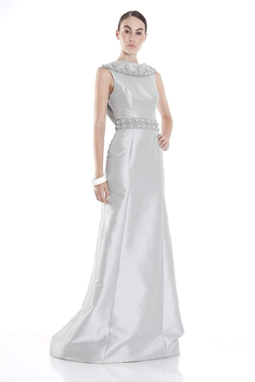Theia - 881879SC Embellished Collared High Neck A-Line Gown