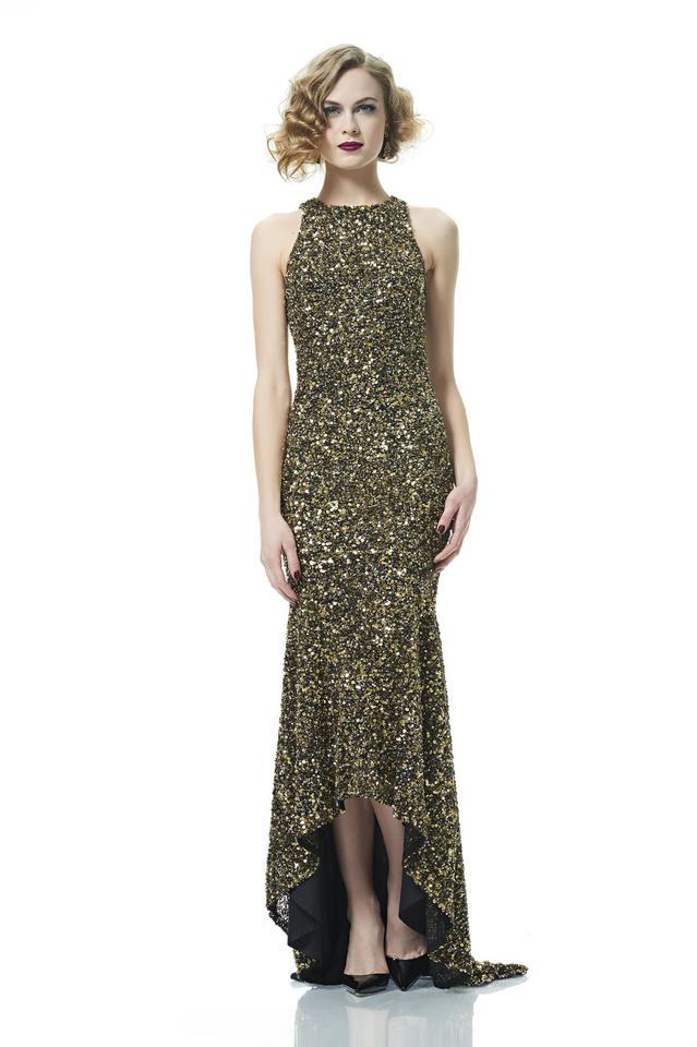 Theia - 882941SC Sleeveless Sparkling Sequin High Low Dress