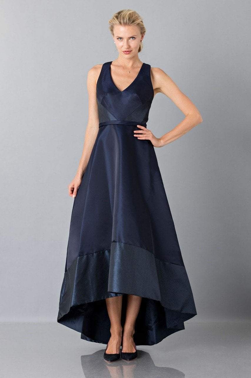 theia v neck satin dress Theia Satin V-Neck Maxi Dress VICI