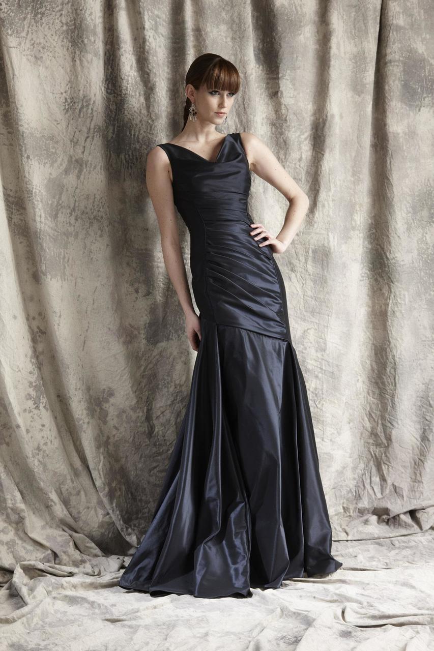 Theia - 881252SC Cowl Neck Pleated Taffeta Long Gown Theia - 881252SC Cowl Neck Pleated Taffeta Long Gown