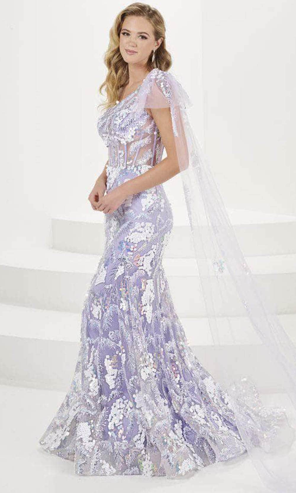 Tiffany Designs - 16150 Beaded Choker Neck Lace Overlay with Cutout Details Evening Gown
