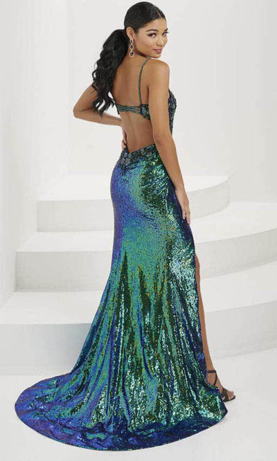 Tiffany Designs 16100 - Iridescent Sequin Plunging Evening Gown Evening Dresses