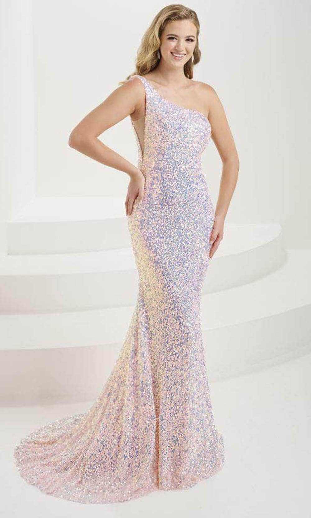Tiffany Designs 16114 - Long Sparkle Sequin Sheath Dress - One Shoulder, Sleeveless, Sparkle Sequin, Illusion Sides, Mid-Open Back, Sweep Train 8 / Tiffany Designs 16114 - Long Sparkle Sequin Sheath Dress - One Shoulder, Sleeveless, Sparkle Sequin, Illusion Sides, Mid-Open Back, Sweep Train 8 /
