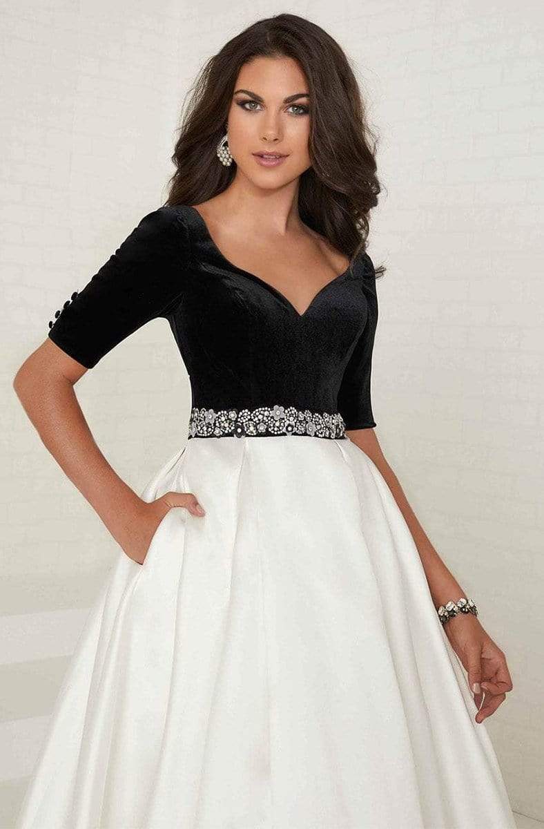 Tiffany Designs - 16287 Beaded Velvet/Mikado A-line Dress Special Occasion Dress