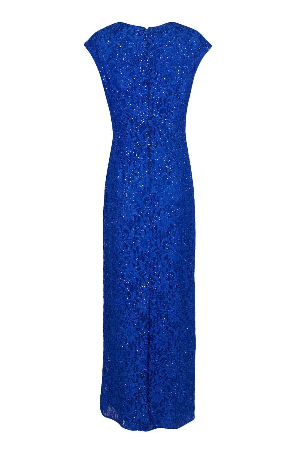 Tahari Asl - TLMU9KE506 Embellished Lace Square Neck Sheath Dress In Blue
