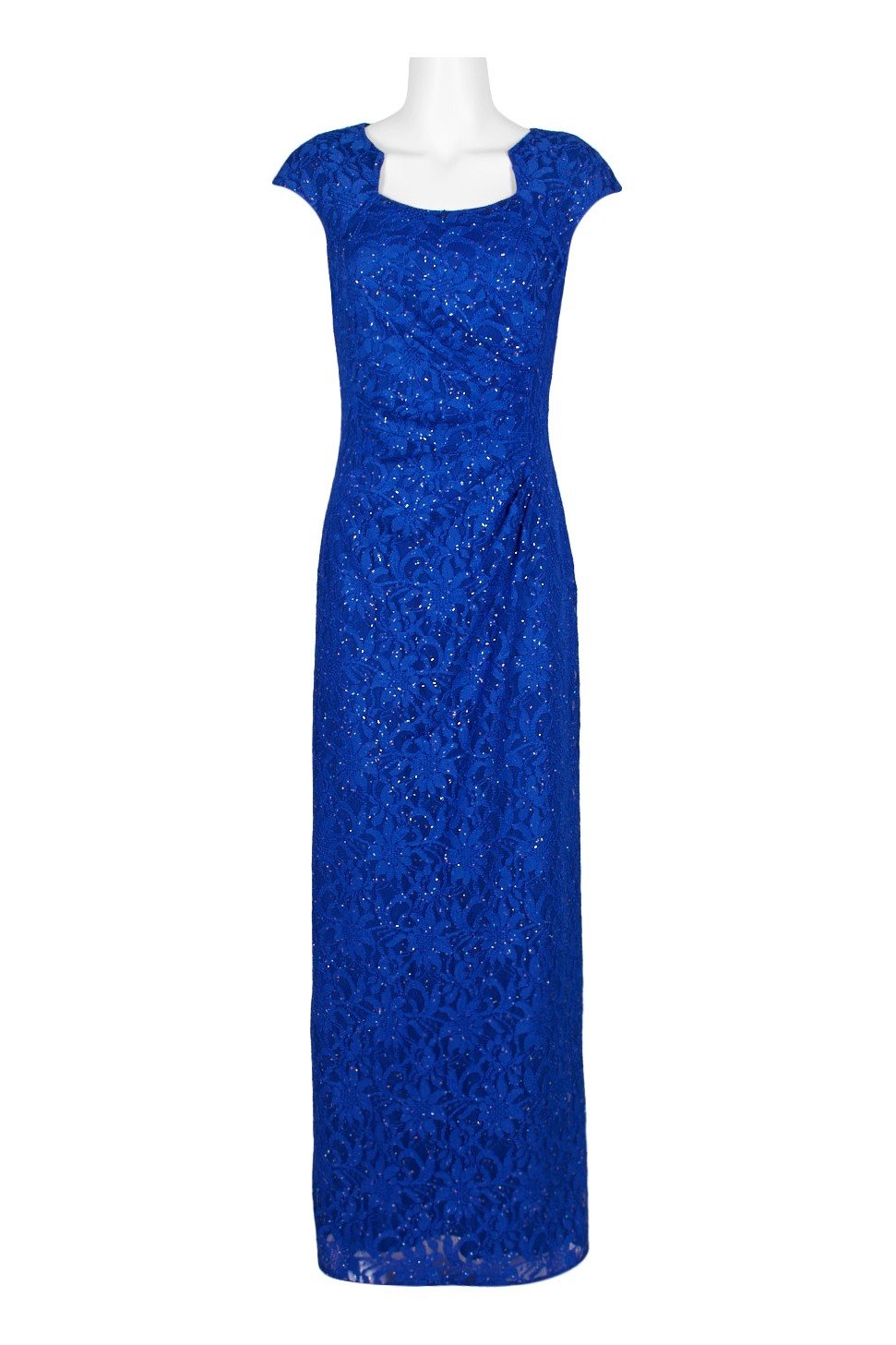 Tahari Asl - TLMU9KE506 Embellished Lace Square Neck Sheath Dress In Blue