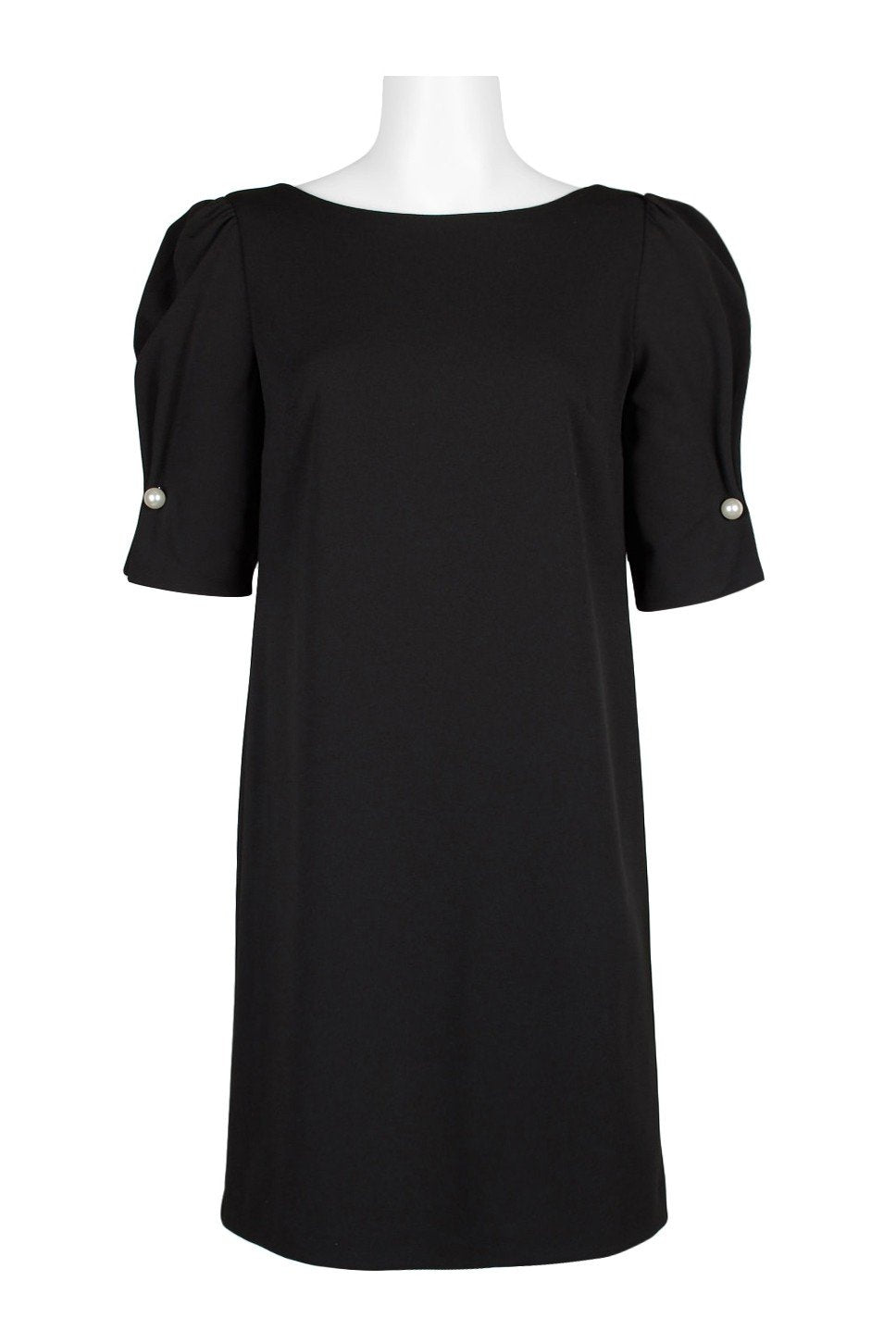 Tahari Asl - TLMU9WD126 Scrunch Sleeve Bateau Crepe Dress In Black