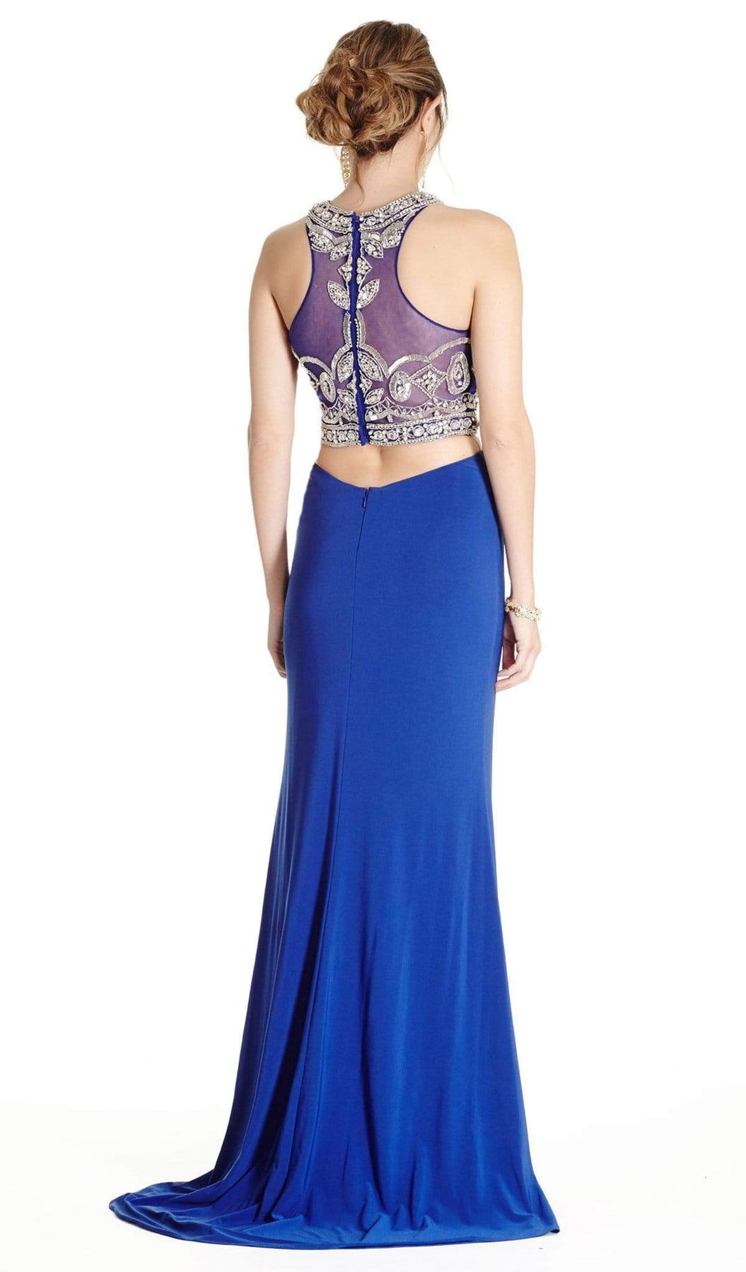 Two Piece Embellished Halter Sheath Prom Dress Prom Dresses