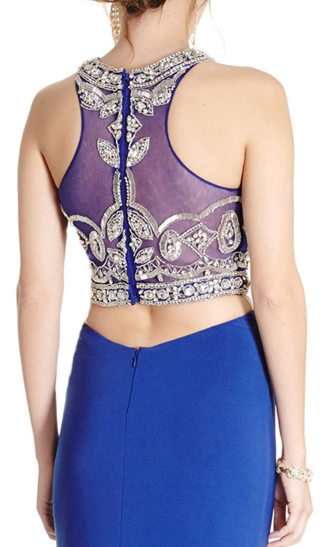 Two Piece Embellished Halter Sheath Prom Dress Prom Dresses