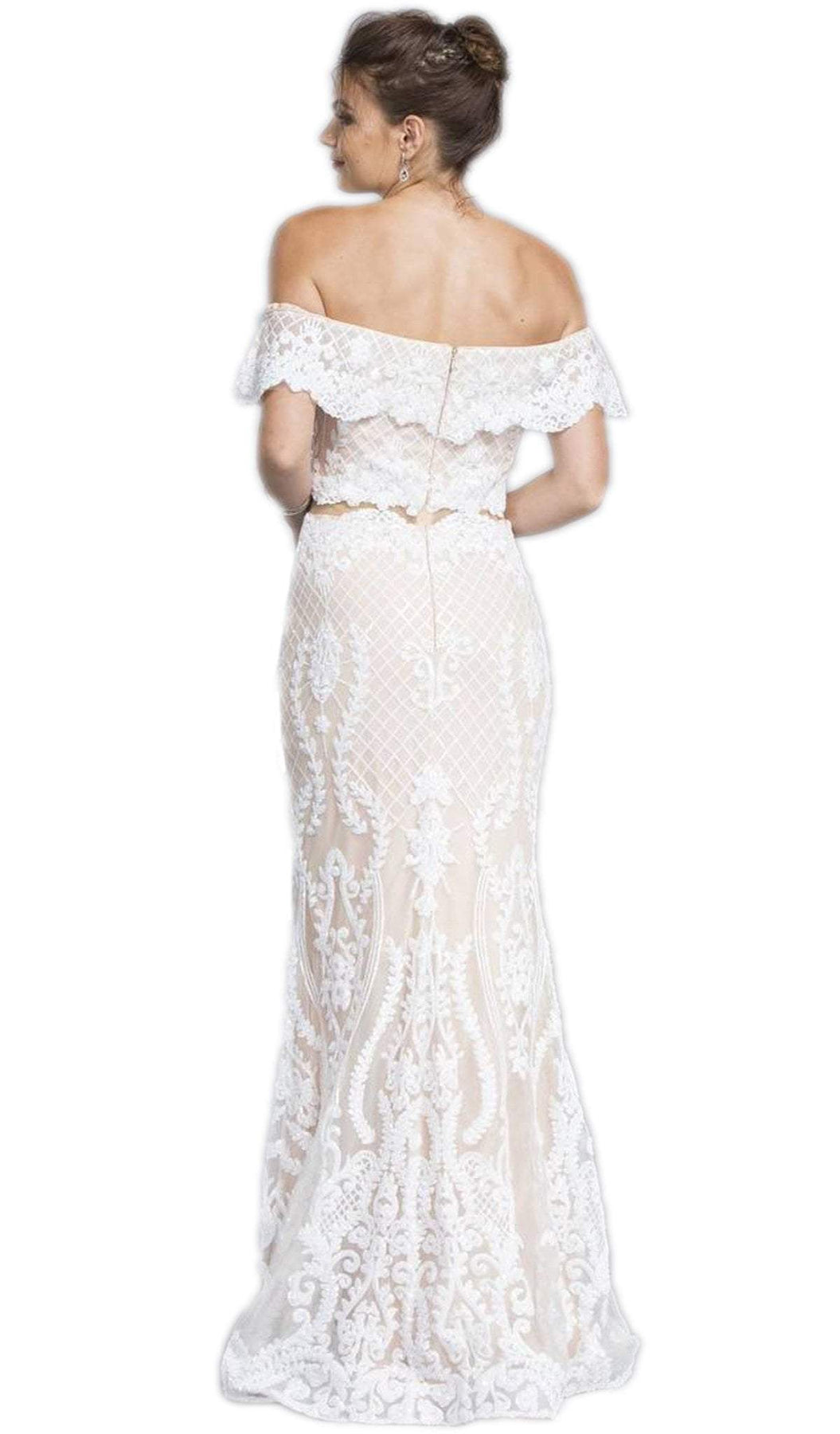 Two Piece Embroided Sheath Prom Dress Prom Dresses