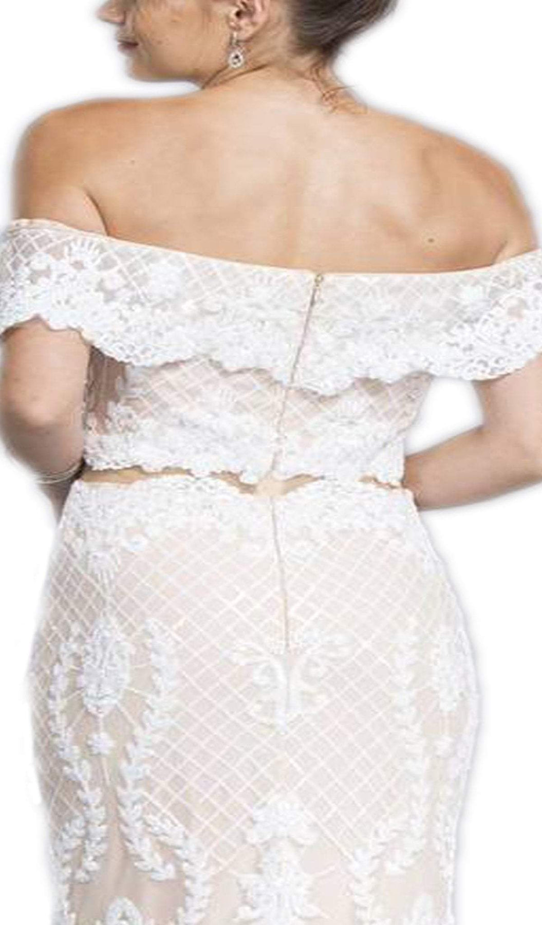 Two Piece Embroided Sheath Prom Dress Prom Dresses