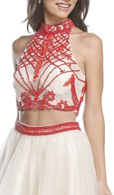 Two Piece Halter A-line Homecoming Dress Dress